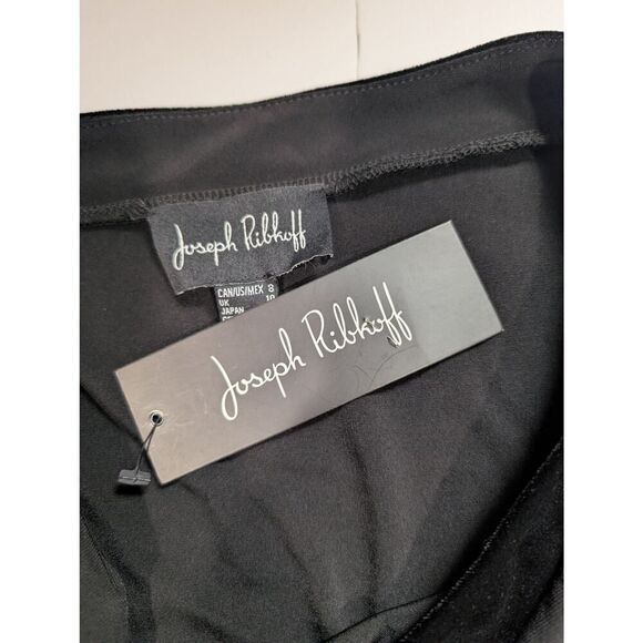 Joseph Ribkoff Top Womens 8 Black Asymmetrical Hem‎ Tunic Velvet Trim - Picture 7 of 12